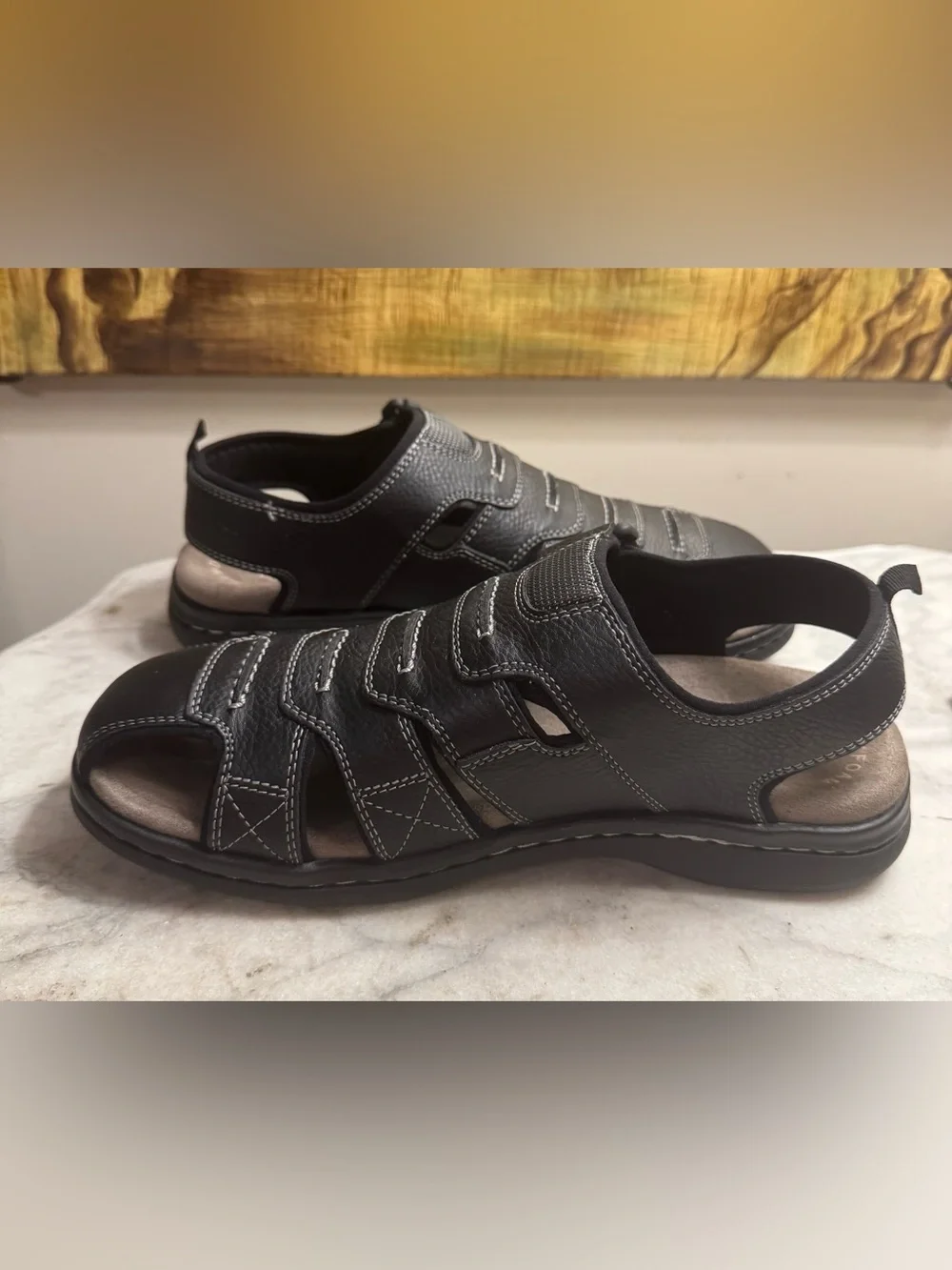 Dockers Men's Black Memory Foam Searose Fisherman-Style Sandals, Size 8 M, New!
